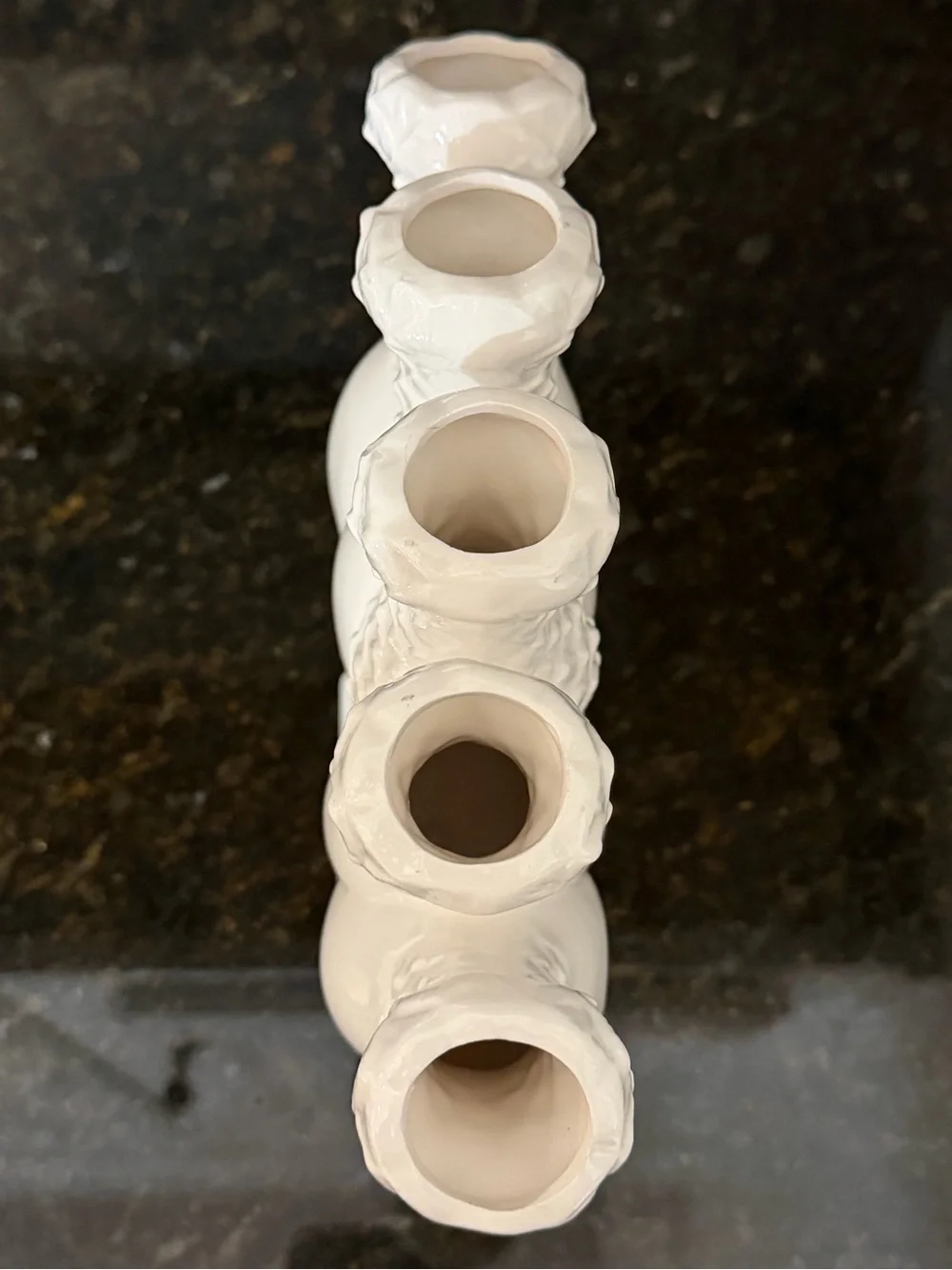 Vintage White Ceramic Five-Finger Tulipiere Bud Vase
